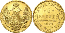 Russland
Nikolaus I. 1825-1855 5 Rubel 1844, SPB/KB-St. Petersburg Bitkin 25 Schlumberger 44 Friedberg 155 GOLD. 6.56 g. Fast Stempelglanz/vorzüglich...