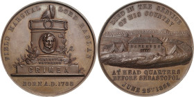 Russland
Alexander II. 1855-1881 Bronzemedaille 1855. Auf den Tod des britischen Oberbefehlshaber Lord Raglan im Krimkrieg. Denkmal mit Portrait / Ha...