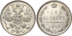 Russland
Nikolaus II. 1894-1917 15 Kopeken 1916, o.Mzz.-Osaka Bitkin 208 Prachtexemplar. Fast prägefrisch