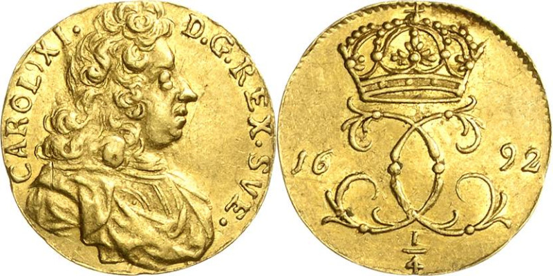 Schweden
Karl XI. 1660-1697 1/4 Dukat 1692, Stockholm SM 50 Delzanno 66 Friedbe...