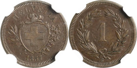 Schweiz-Eidgenossenschaft
 Rappen 1857, B-Bern Im NGC-Slab mit der Bewertung AU55 BN HMZ 2-1215 Divo 11 Attraktives Exemplar. Vorzüglich-prägefrisch...