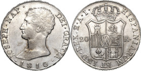 Spanien
Joseph Napoleon Bonaparte 1808-1814 20 Reales 1810, M/AI-Madrid Davenport 308 Cayon 13863 Prachtvolles Exemplar. Fast prägefrisch