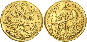 Ungarn-Kremnitz
 Goldmedaille zu 2 Dukaten o.J. (19. Jhd.) Georgsmedaille. Hl. Georg / Christus mit 3 Aposteln in Schiff nach rechts, links Windbott....