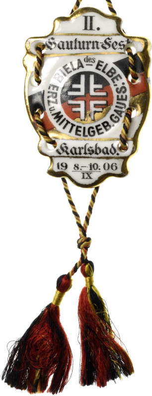 Medaillen
 Einseitige weiße Porzellanplakette mit Farbdekor 1906. II. Gauturnfe...