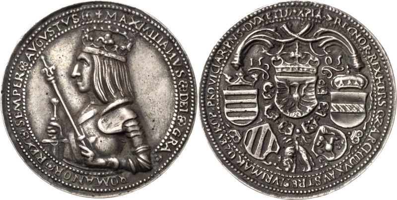 Habsburg
Maximilian I. 1493-1519 Schauguldiner 1505, Hall Münzmeister Benedikt ...
