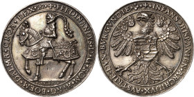 Habsburg
Ferdinand I. 1521-1564 Schaumünze zu 1 1/2 Taler 1541, Kremnitz Münzmeister Christoph Fuessl. Geharnischter Kaiser reitet auf Turnierpferd n...