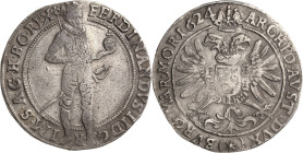 Habsburg
Ferdinand II. 1619-1637 1/2 Taler 1624, 6-strahliger Stern-Kuttenberg Dietiker 696 (R) Herinek 735 Selten. Leichte Prägeschwäche, sehr schön...