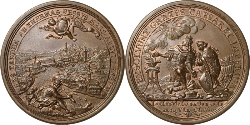Habsburg
Karl VI. 1711-1740 Bronzemedaille 1714 (Ph .H. Müller/G.W. Vestner) Fr...