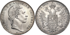 Kaiserreich Österreich
Franz Joseph I. 1848-1916 Taler 1855, A-Wien Jaeger 296 Davenport 17 Seltenes und attraktives Exemplar. Vorzüglich+