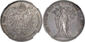 Kaiserreich Österreich
Franz Joseph I. 1848-1916 Taler 1868, Wien 3. Deutsches Bundesschießen in Wien. Im NGC-Slab mit der Bewertung MS62 Jaeger 371 ...