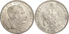 Kaiserreich Österreich
Franz Joseph I. 1848-1916 Doppelgulden 1870, A-Wien Jaeger 336 Davenport 25 A Attraktives Exemplar. Vorzüglich-Stempelglanz