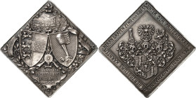 Kaiserreich Österreich
Franz Joseph I. 1848-1916 Silberklippe 1906. 2. Kärntner Landesschießen in Villach. Landes- und Stadtwappen nebeneinander, obe...