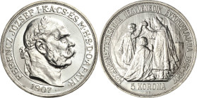 Kaiserreich Österreich
Franz Joseph I. 1848-1916 5 Kronen 1907, KB-Kremnitz Ungarisches Thronjubiläum Jaeger 416 Davenport 124 Prachtvolles Exemplar ...