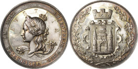 Medaillen
Linz Silbermedaille o. J. (1862) (C. Radnitzky) Ehrenpreis des Volksfestes in Linz. Bekrönter Kopf der Austria nach links, darunter zwei ge...