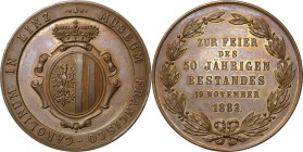 Medaillen
Linz Bronzemedaille 1883. 50-jähriges Jubiläum des Museum Francisco-Carolinum in Linz. Herzogshut über Wappen / 6 Zeilen Schrift im Lorbeer...