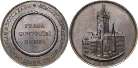 Medaillen
Prag Bronzemedaille 1837 (J. de Lerch) 15. Versammlung deutscher Naturforscher und Ärzte. Prager Rathaus / PRAGA CONSORTII MEMOR im Uroboro...