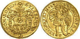 Österreichische Standesherren - Rosenberg
Wilhelm 1581-1592 Dukat 1587, Reichenstein Ausbeute der Reichensteiner Gruben. Münzmeister vermutlich Marku...
