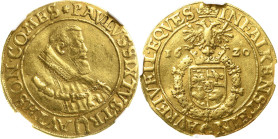 Österreichische Standesherren - Trautson
Paul Sixtus 1550 - 1621 5 Dukaten 1620, Wien Brustbild im geistlichem Ornat und mit umgelegter Kette des Ord...