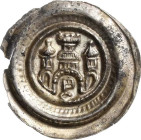 Brandenburg, Markgrafschaft
Otto II. 1184-1205 Brakteat, Salzwedel Zwischen zwei Kuppeltürmen ein großer Zinnenturm, darunter Bogen mit Schlüssel Bah...