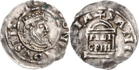 Köln
Pilgrim 1021-1036 und Kaiser Konrad II. 1024-1039 Pfennig Brustbild mit Diadem nach rechts, +CHVONRADVS IMP / Letternkirche mit dem Namen PILGRI...