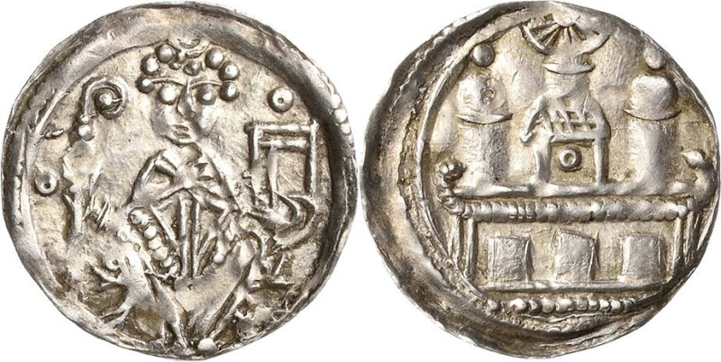 Köln
Rainald von Dassel 1159-1167 Obol Sitzender Erzbischof mit Krummstab und B...