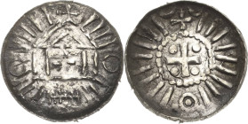 Magdeburg, Erzbistum
Anonym Denar (Sachsenpfennig) Variante mit kleinerem Kreuz. Stilisierte karolingische Letternkirche mit kleinerem Kreuz zwischen...
