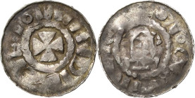 Magdeburg, Erzbistum
Erzbischof Giselher 981-1004 bis Erzbischof Hunfried 1023-1051 Hochrandpfennig Kirchengiebel mit vier Kugeln zwischen je drei un...