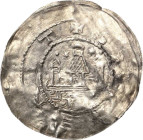 Magdeburg, Erzbistum
Heinrich Graf von Assel 1102-1107 Brakteat. Dreitürmiges Kirchengebäude, zu den Seiten des Mittelturms je ein achstrahliger Ster...