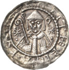 Magdeburg, Erzbistum
Friedrich I. von Wettin 1142-1152 Brakteat. Brustbild des Hl. Moritz mit Krummstab zwischen 2 Krummstäben, 2 Sternen und 2 Kugel...