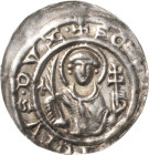 Magdeburg, Erzbistum
Wichmann von Seeburg 1152-1192 Brakteat. Hüftbild des Hl. Moritz von vorn mit Palmenzweig und Patriarchenkreuz, SC S MAVRICIVS D...