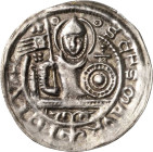 Magdeburg, Erzbistum
Wichmann von Seeburg 1152-1192 Brakteat. Hüftbild des Hl. Moritz mit Fahnenlanze und Buckelschild von vorn, SC S MAVRICIVS Mehl ...