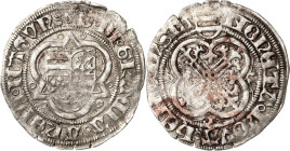 Mainz, Erzbistum
Dietrich II. von Isenburg 1475-1482 Groschen auf Meißner Schlag o.J. Heiligenstadt Wappen im Dreipaß / Lilienkreuz P.-K. 569 Prinz A...