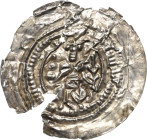 Saalfeld - Unter Pfandbesitz der Grafen von Schwarzburg
Friedrich II. von Hohenstaufen 1215-1250 Brakteat. Von vorn sitzender Herrscher mit Krone häl...