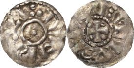 Sachsen, Herzogtum
Bernhard I. 973-1011 Denar Kugel, BERNHAR DX / Kreuz, IN NOMINI DNI Kilger Lün? B:2 (Bernhard I.-Bernhard II.) Jesse 14 Dannenberg...