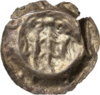 Weißensee, städtische Münzstätte
 Brakteat. 2 Löwen um Säule, WIZENSE P.-K. 833, Tf. XX, 47 Slg. Bonhoff - Leschhorn - 0.34 g. Äußerst selten. Leicht...