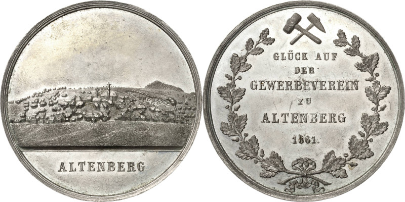 Altenberg
 Zinnmedaille 1861 (unsigniert) Prämie des Gewerbevereins zu Altenber...