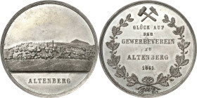 Altenberg
 Zinnmedaille 1861 (unsigniert) Prämie des Gewerbevereins zu Altenberg. Stadtansicht / Gekreuzte Schlägel und Eisen über 6 Zeilen Schrift i...