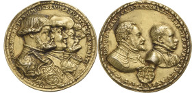 Anhalt-Zerbst
Joachim Ernst und Bernhard 1566-1570 Vergoldete Silbergussmedaille 1569. Die gemeinsame Herrschaft über Anhalt. Drei Brustbilder von Ha...