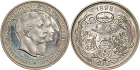Brandenburg-Preußen
Wilhelm II. 1888-1918 Silbermedaille 1898 (unsigniert) Gedenkthaler zur Palästinafahrt. Köpfe des Kaiserpaares nebeneinander nach...