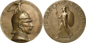 Brandenburg-Preußen
Wilhelm II. 1888-1918 Große Bronzegussmedaille 1914 (Galambos/Ziegler/Ball) Kriegspropaganda im I. Weltkrieg. Brustbild Kaiser Wi...