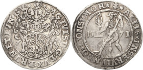 Braunschweig-Wolfenbüttel
Julius 1568-1589 1/2 Taler 1571, Doppelkreuz-Goslar Lichttaler. ALIIS INSERVIENDO CONSVMOR (= Im Dienst für andere verzehre...