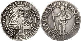Braunschweig-Wolfenbüttel
Heinrich Julius 1589-1613 1/4 Taler 1600, Goslar Wilder Mann. HONESTVM PRO PATRIA (= Ehrenhaft für die Heimat) Welter 664 A...