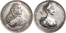 Braunschweig-Wolfenbüttel
Ferdinand Albrecht II. 1680-1735 Silbermedaille 1712. Hochzeit mit Antonia Amalie. Sein Brustbild mit Perücke und Mantel na...