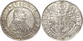 Braunschweig-Lüneburg-Celle
Friedrich von Celle 1636-1648 Taler 1643, LW-Clausthal Spruchtaler Welter 1414 Davenport 6494 Attraktives Exemplar. Avers...