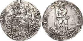 Braunschweig-Calenberg-Hannover
Georg Wilhelm 1648-1665 Taler 1660, HS-Zellerfeld Wilder Mann. PIETATE ET IUSTITIA (= Mit Frömmigkeit und Gerechtigke...