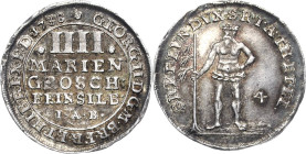 Braunschweig-Calenberg-Hannover
Georg II. 1727-1760 4 Mariengroschen 1738, IAB-Zellerfeld Feinsilber. Wilder Mann Welter 2625 Smith 175 Vorzüglich+