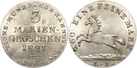 Braunschweig-Calenberg-Hannover
Georg IV. 1820-1830 3 Mariengroschen 1821, LB-Hannover AKS 42 Jaeger 12 c Smith - Prägefrisch