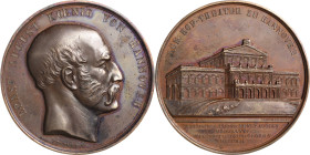 Braunschweig-Calenberg-Hannover
Ernst August 1837-1851 Bronzemedaille 1852 (F. Brehmer) Bau des königlichen Hoftheaters zu Hannover. Kopf des Stifter...