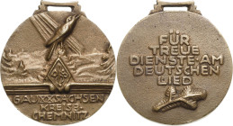 Chemnitz
 Bronzegussmedaille o.J. (unsigniert) Auszeichnung für 'Treue Dienste am deutschen Lied' Gau XX Sachsen Kreis 3 Chemnitz. Singender Vogel au...