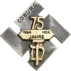 Coburg
 Versilbertes und teilweise vergoldetes Metallabzeichen 1935 (C. Poellath) 75 Jahre Deutsche Turnerschaft. Vergoldetes Emblem der Deutschen Tu...